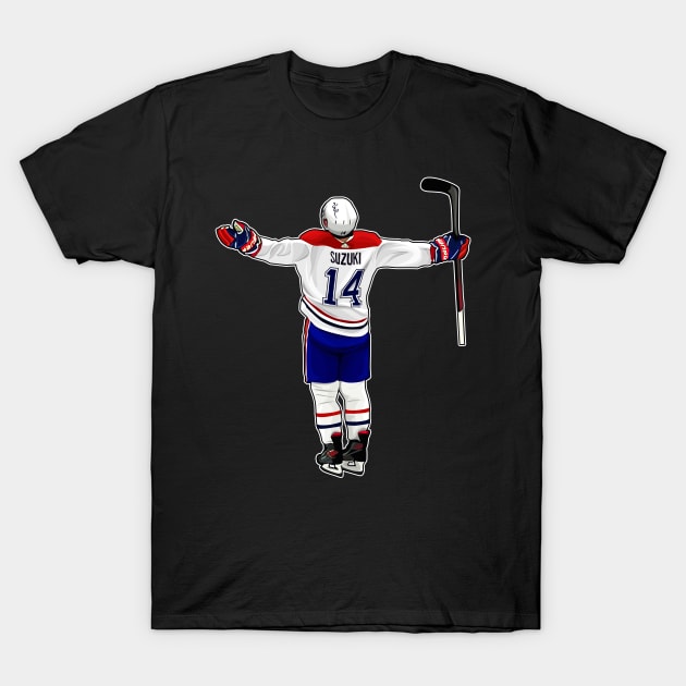 Nick Suzuki #14 Reaction T-Shirt by 40yards